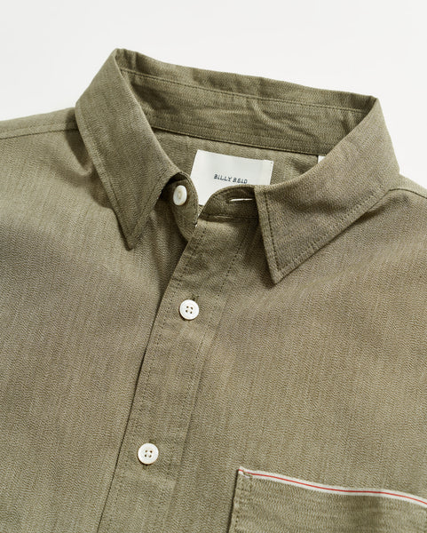 TWISTED MSL 1 POCKET SHIRT IN OLIVE Billy Reid