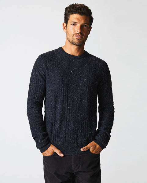 WEAVE SWEATER CREW IN NAVY MARLED Billy Reid