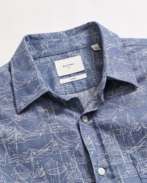 Chambray shirt with embroidered sailboats, store S