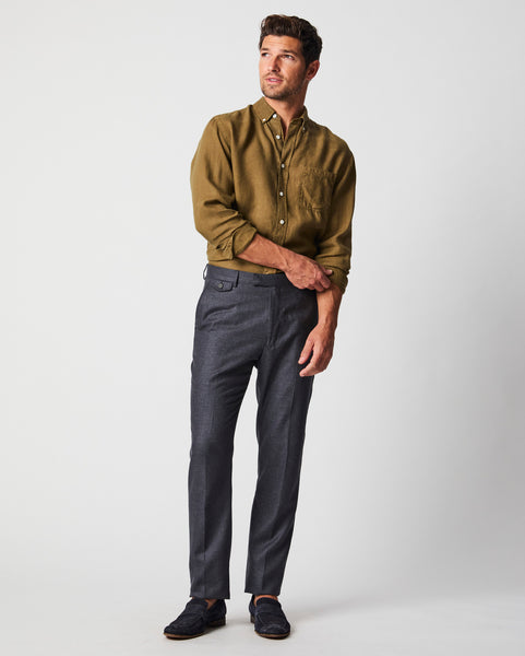 FLAT FRONT TROUSER IN CHARCOAL Billy Reid