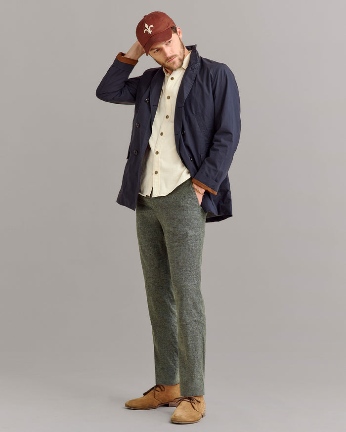 Silk Slub Donegal Flat Front Trouser