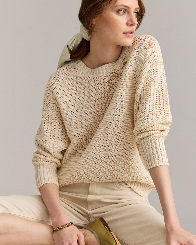 Open Stitch Dolman Beach Sweater