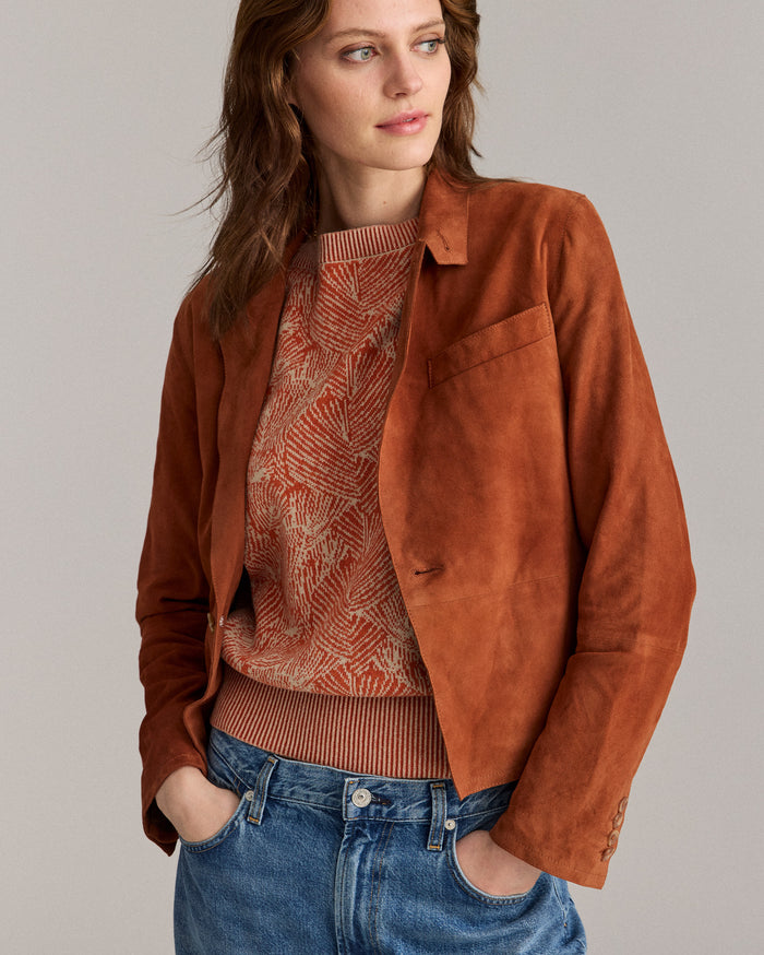 Raw Edge Suede Cropped Jacket