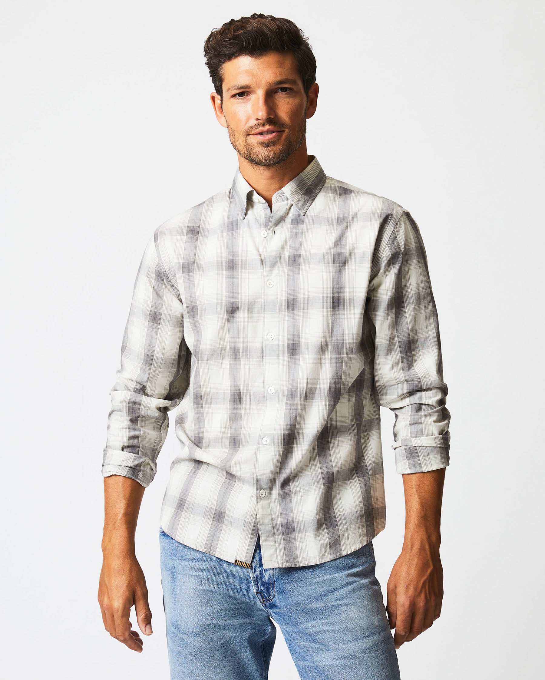 SHADOW PLAID TUSCUMBIA SHIRT HIDDEN BD IN GREY