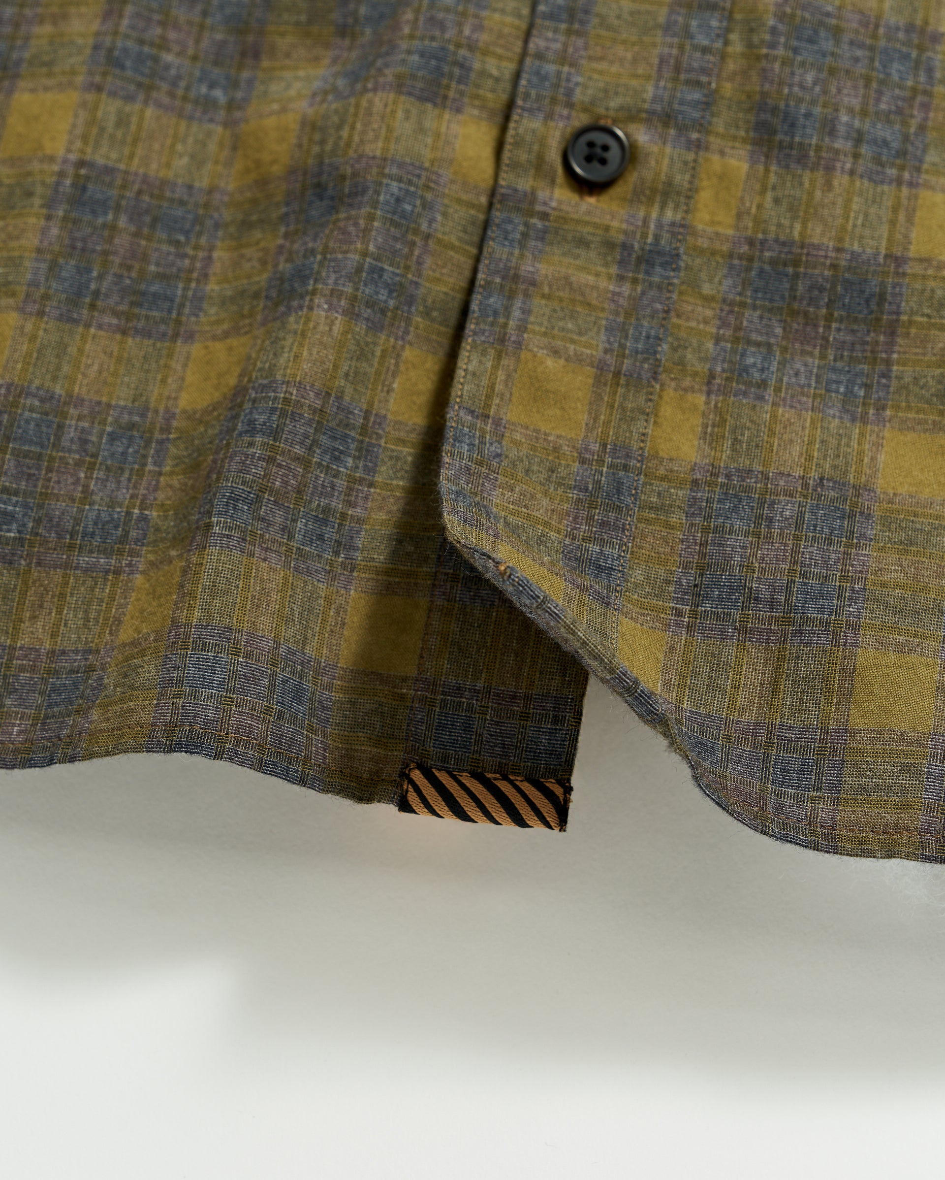 MELANGE SHADOW PLAID TUSCUMBIA SHIRT IN GREY OLIVE Billy Reid