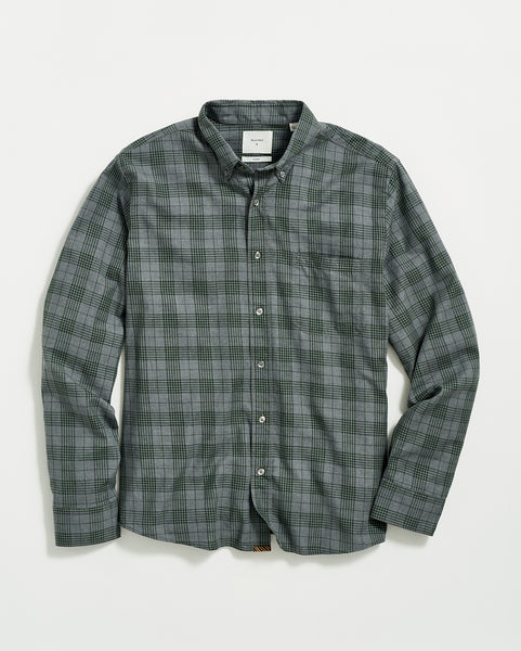 MELANGE PLAID TUSCUMBIA SHIRT BD IN CHARCOAL GREEN