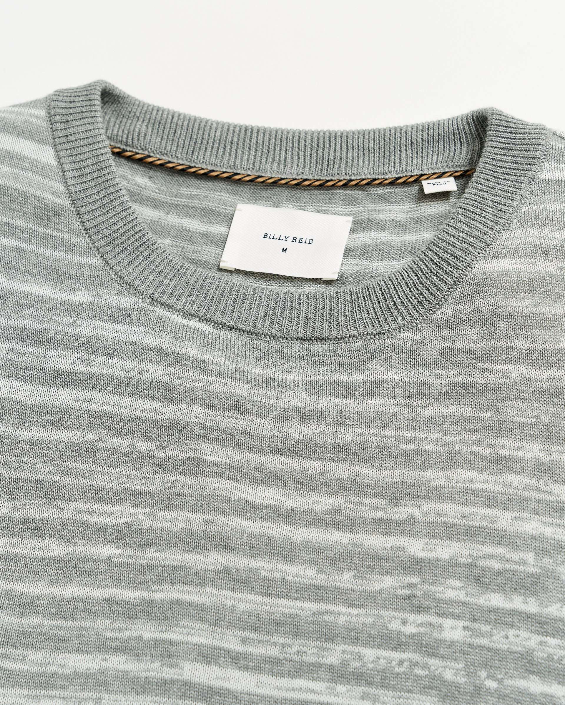 SPACE DYE STRIPE CREW IN GREY Billy Reid