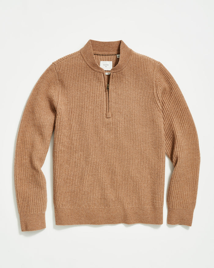 Fisherman Half Zip in Camel/Tan