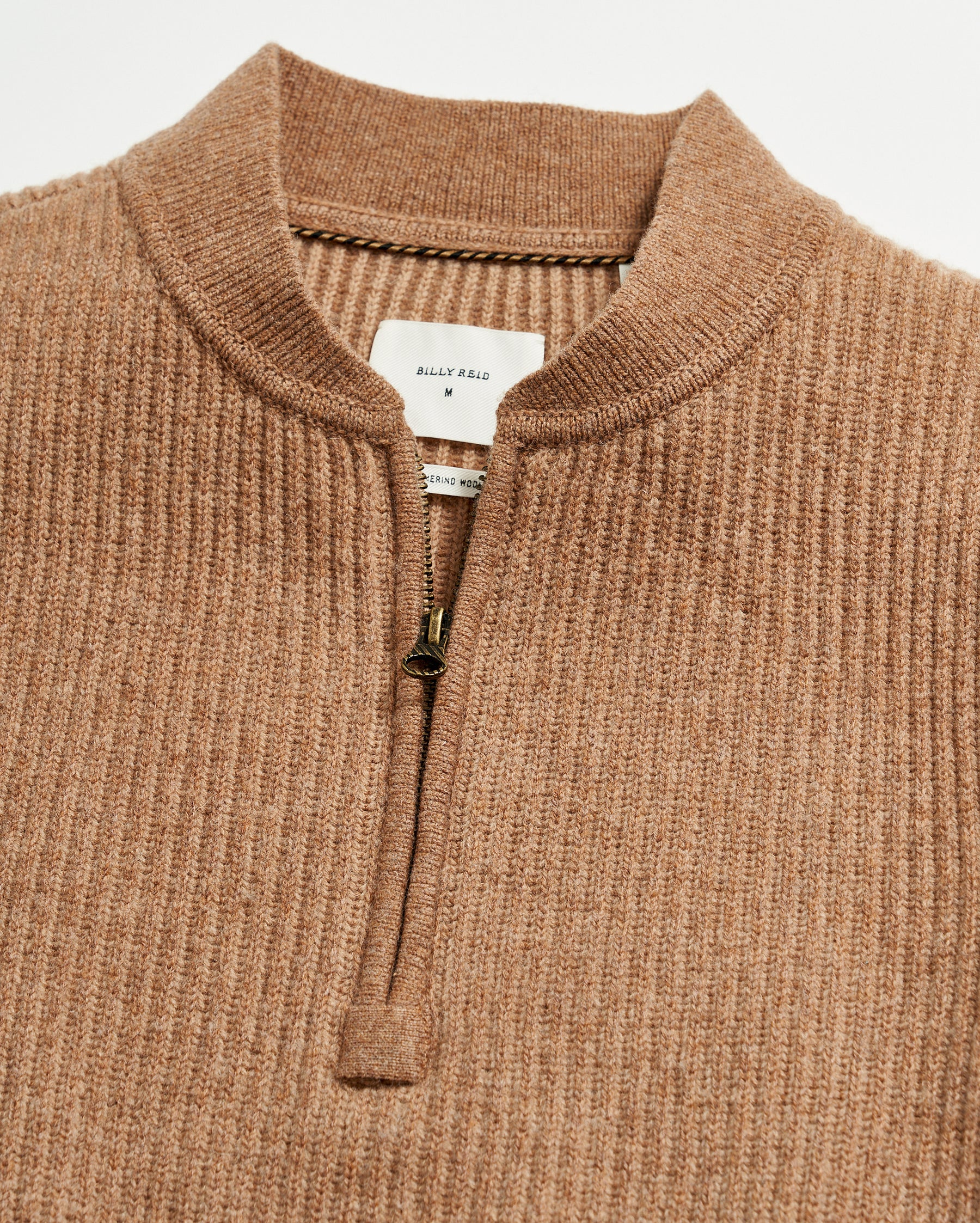 FISHERMAN RIB HALF ZIP IN CAMEL TAN Billy Reid