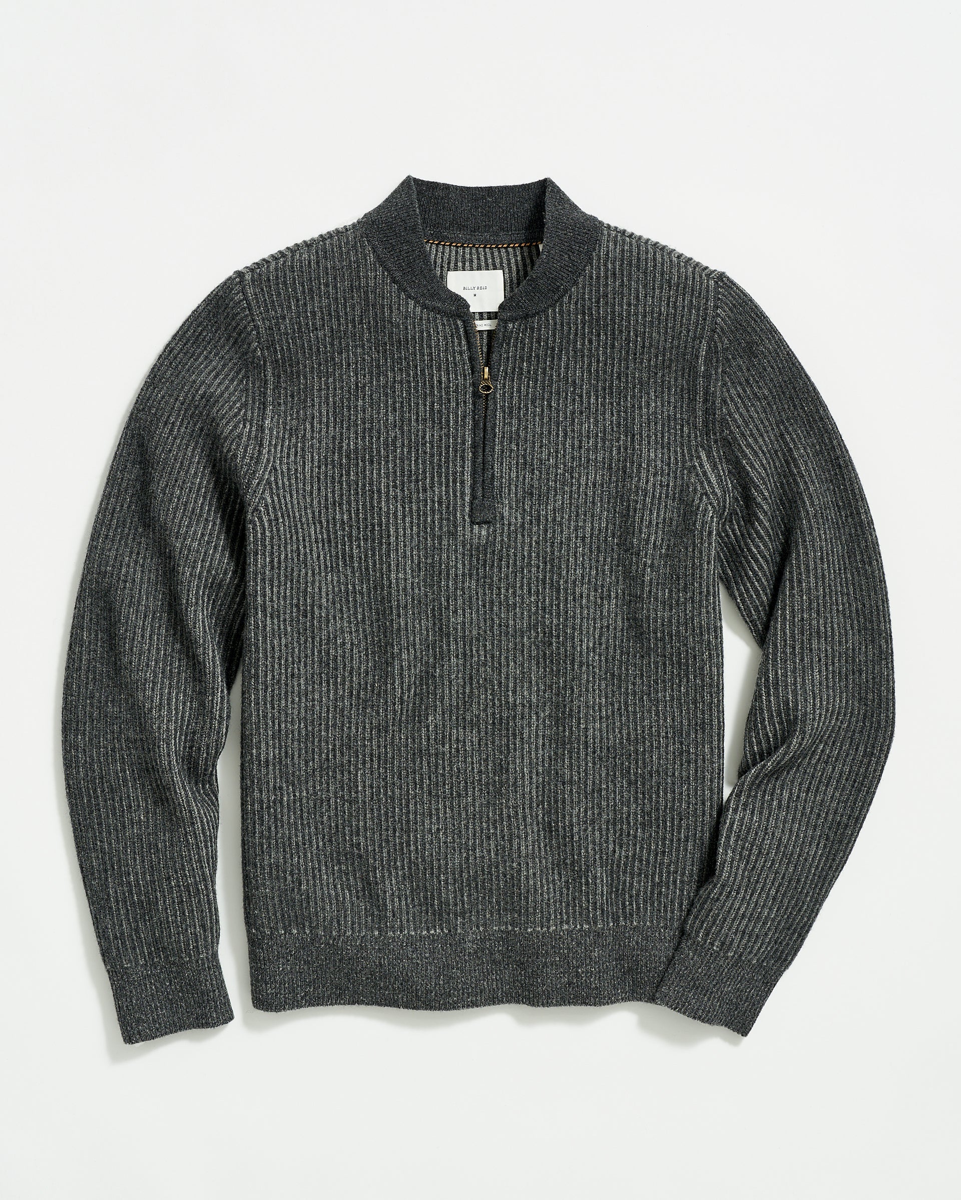 FISHERMAN RIB HALF ZIP IN CHARCOAL/GREY – Billy Reid