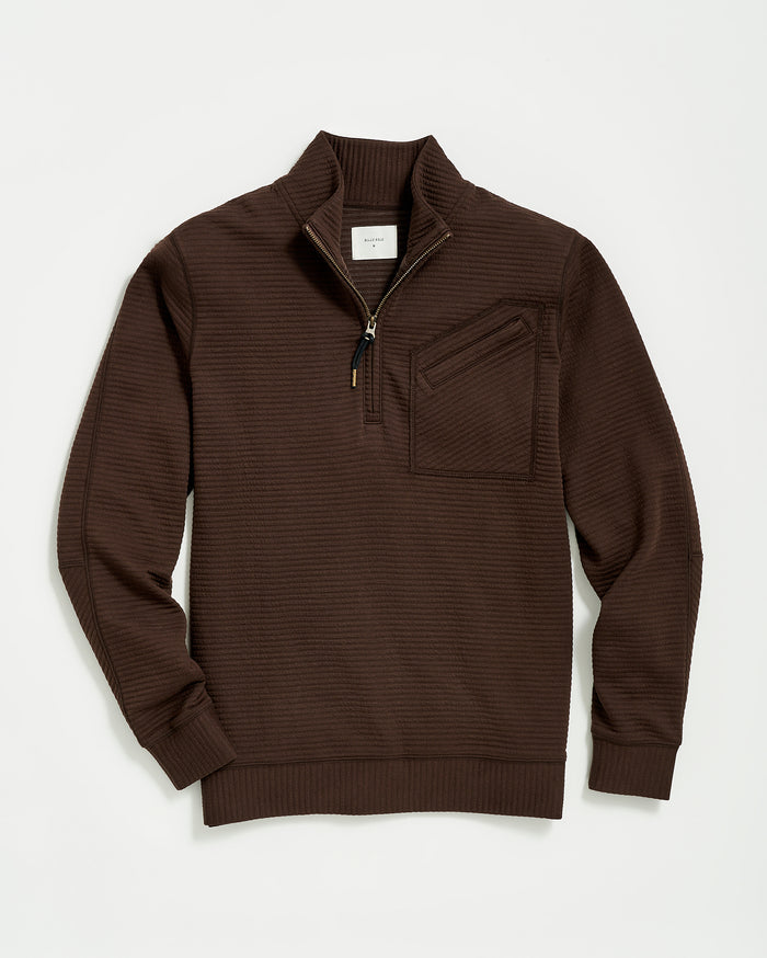 Quilted Half Zip in Chocolate