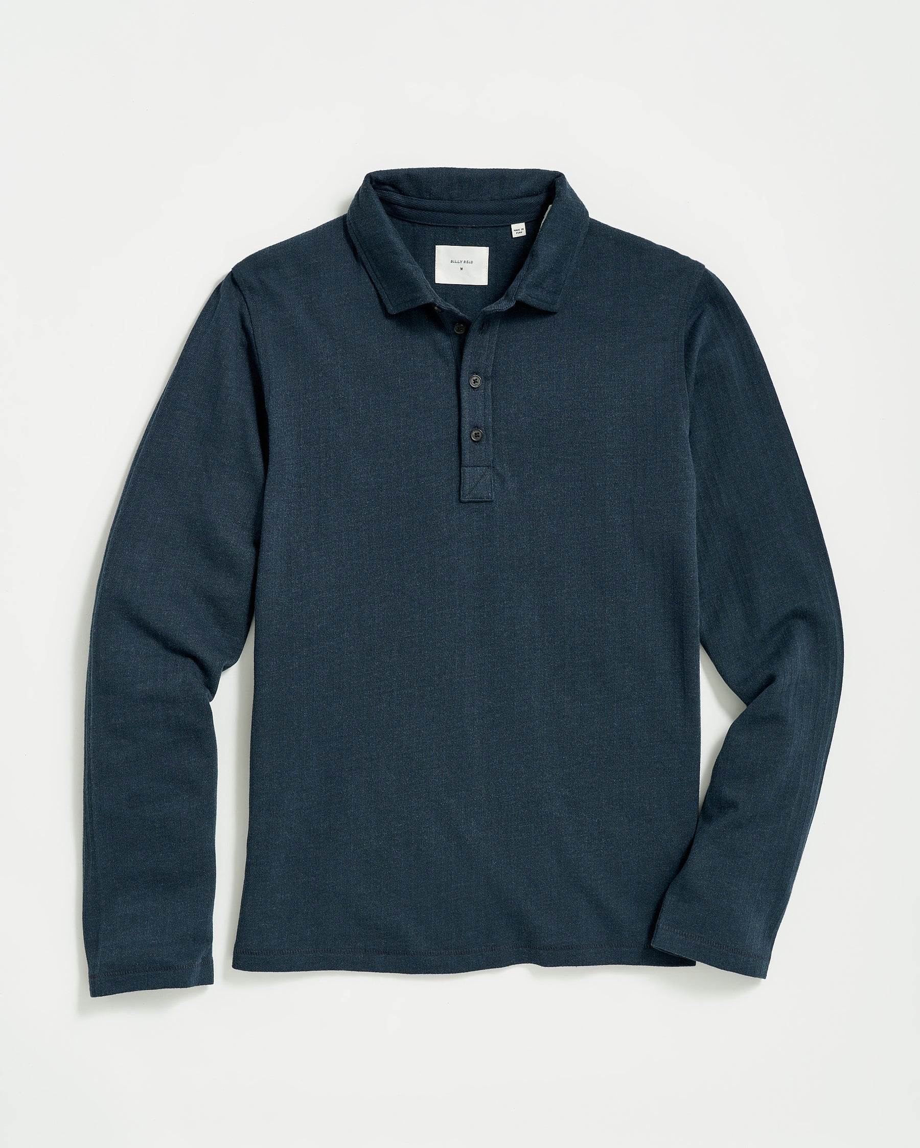 L S HERRINGBONE POLO IN NAVY Billy Reid