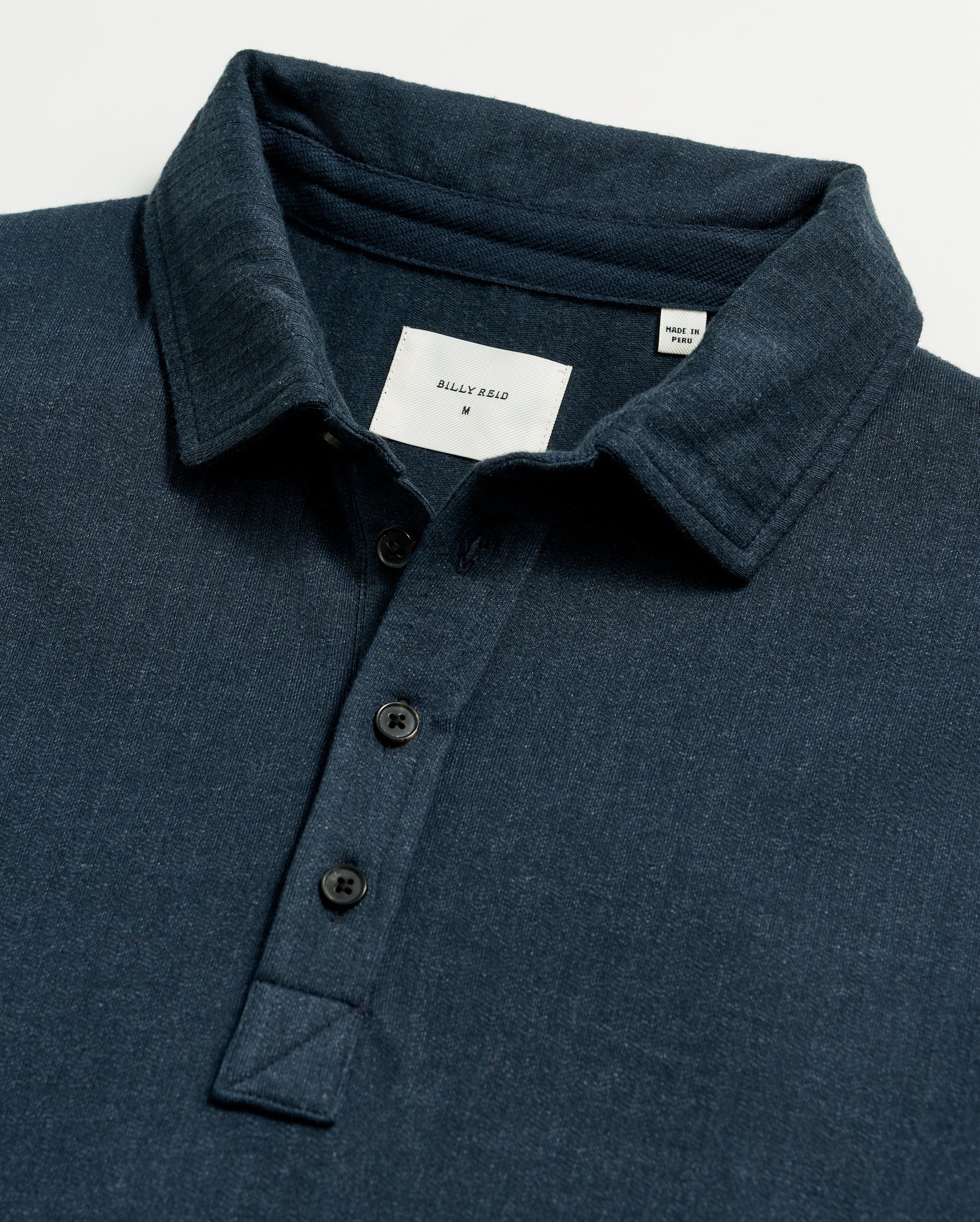 L S HERRINGBONE POLO IN NAVY Billy Reid