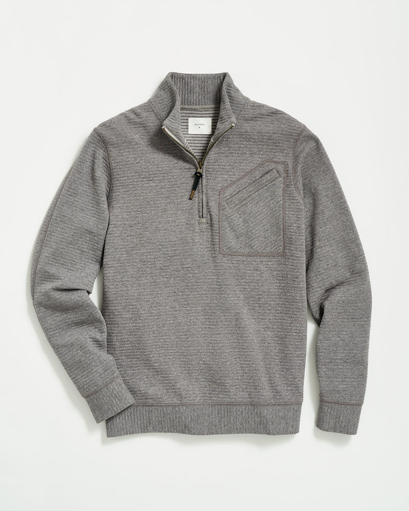 Quilted Half Zip in Medium Grey