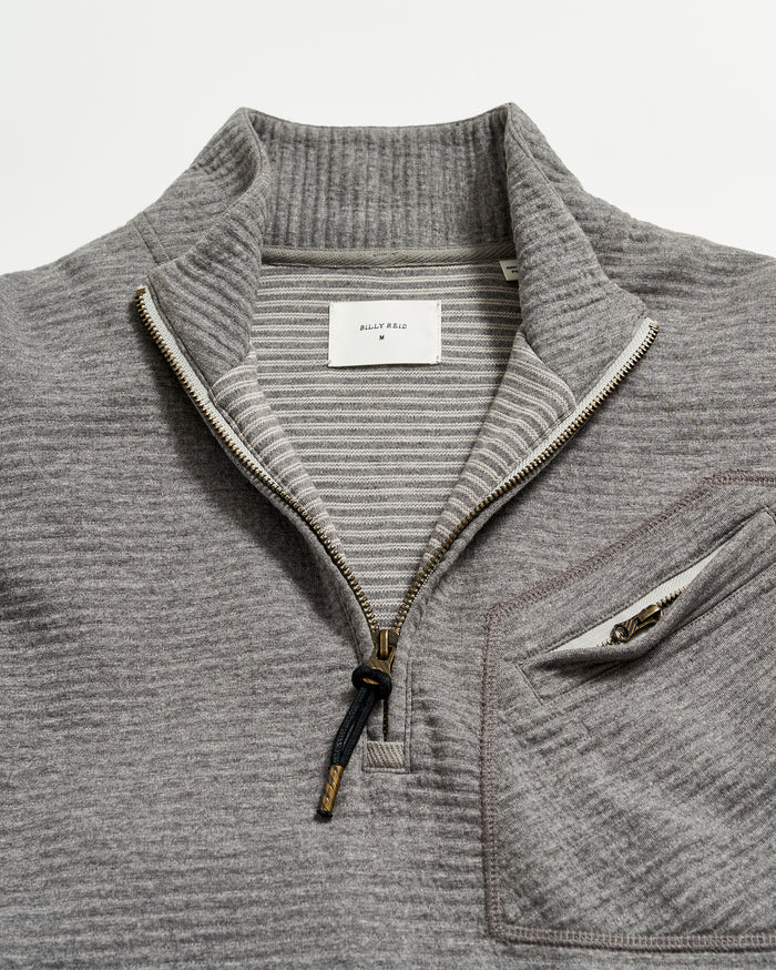 Quilted Half Zip in Medium Grey