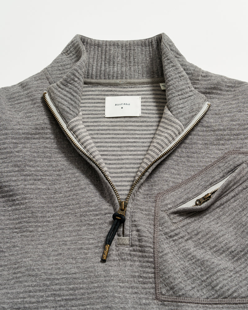 Quilted Half Zip in Medium Grey