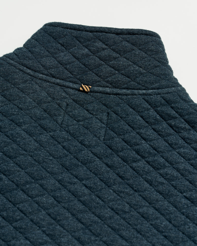 Diamond Quilt Half Zip in Carbon Blue