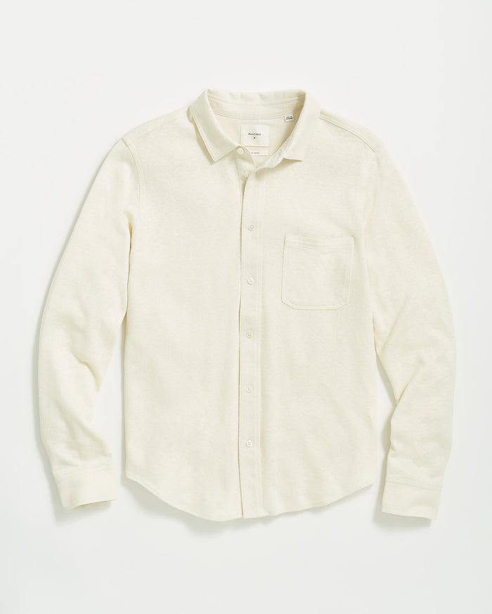 L/S Hemp Cotton Knit Shirt in Tinted White