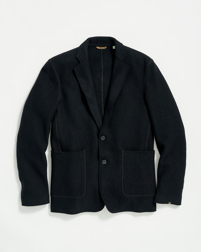 Boiled Wool Sport Coat in Black