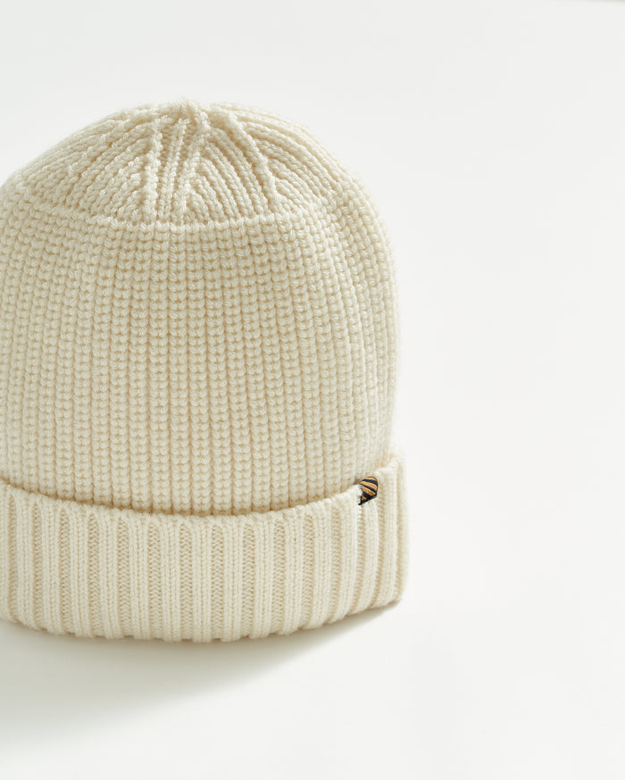 Wool Ribbon Beanie in Natural