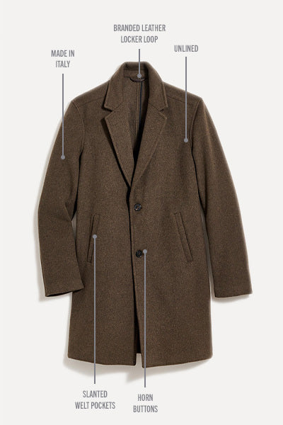 BOILED WOOL JORDAN COAT IN OLIVE Billy Reid