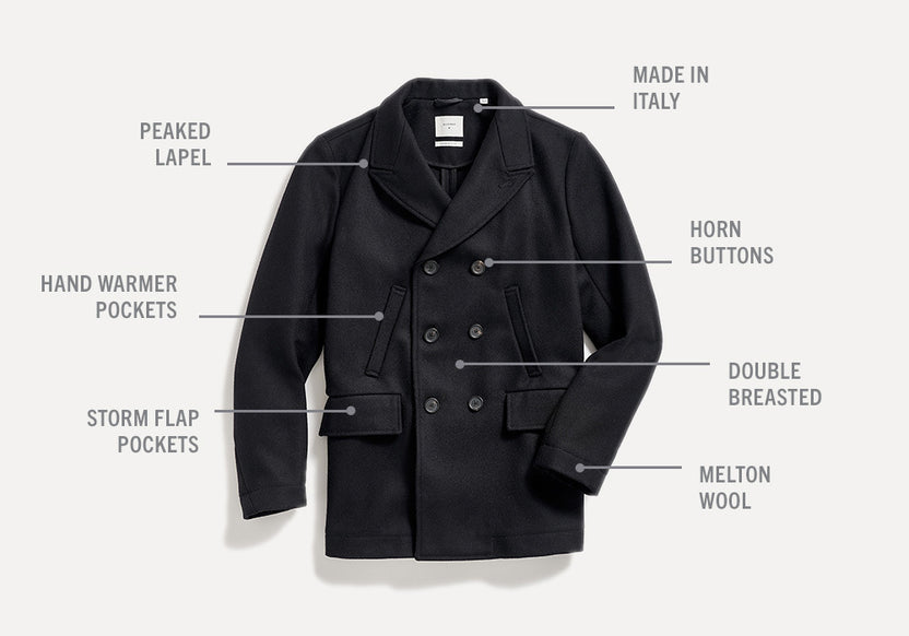 BOND PEACOAT IN BLACK Billy Reid