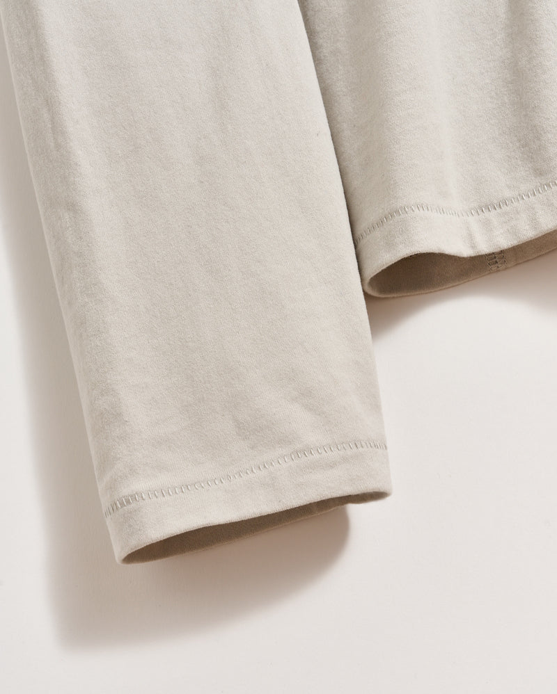 Long Sleeve Sueded Cotton Crew in Silver