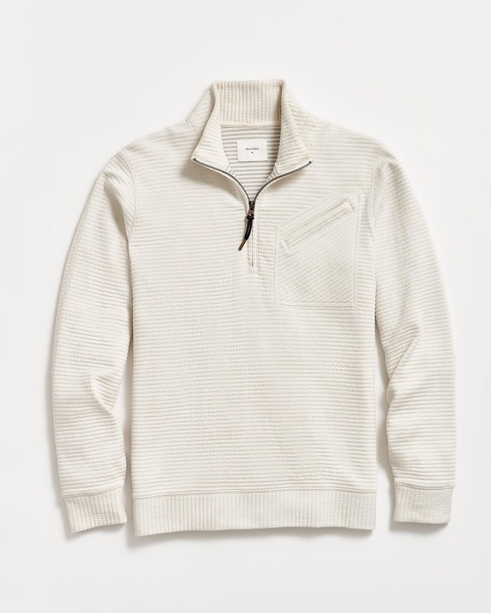 Quilted Half Zip in Tinted White