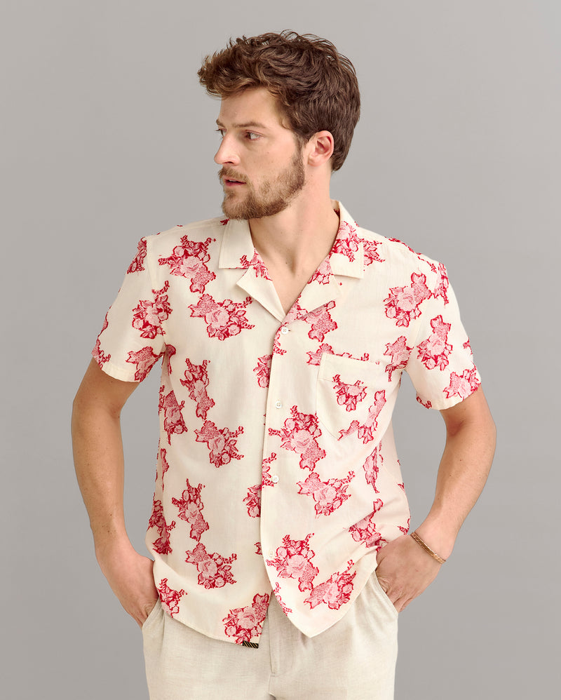 Short Sleeve Floral Jacquard Shirt