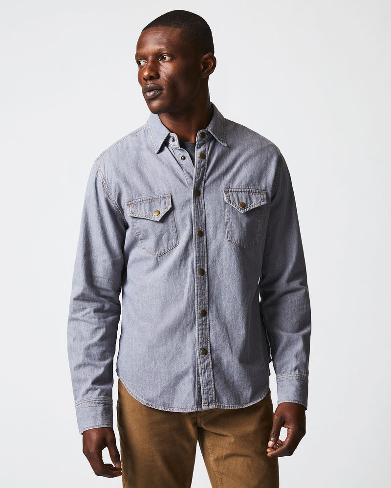 Shoals Denim Shirt in Grey Wash