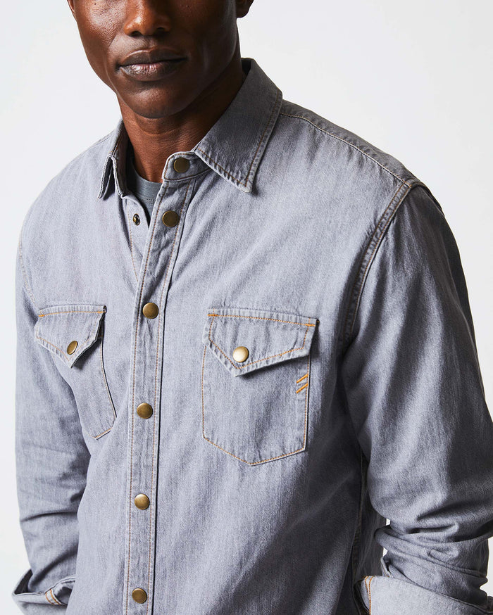 Shoals Denim Shirt in Grey Wash