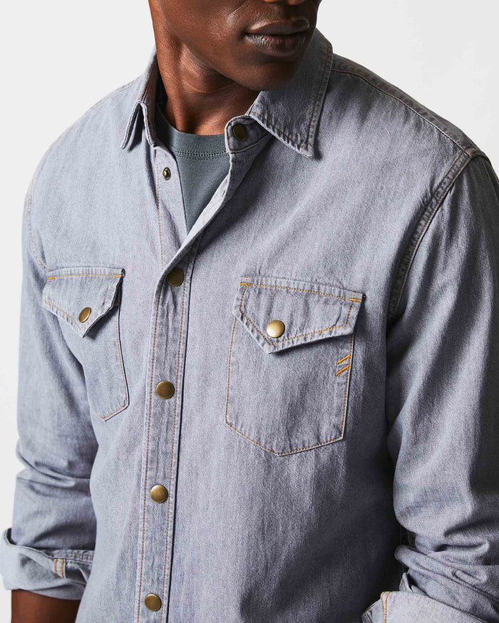 Shoals Denim Shirt in Grey Wash