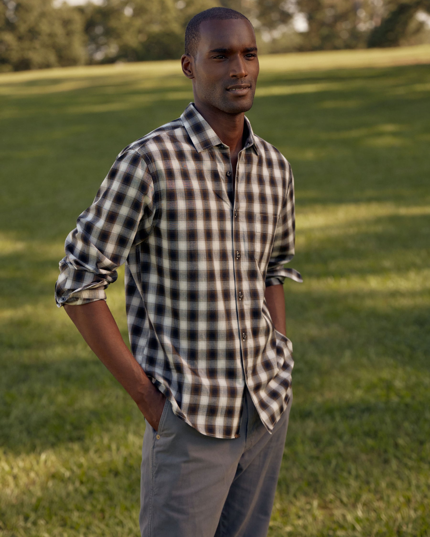 SHADOW PLAID TUSCUMBIA SHIRT IN BLACK/MULTI – Billy Reid