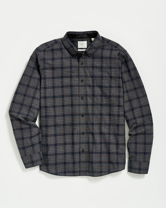 Plaid Tuscumbia Shirt Hidden Button Down in Brown/Black