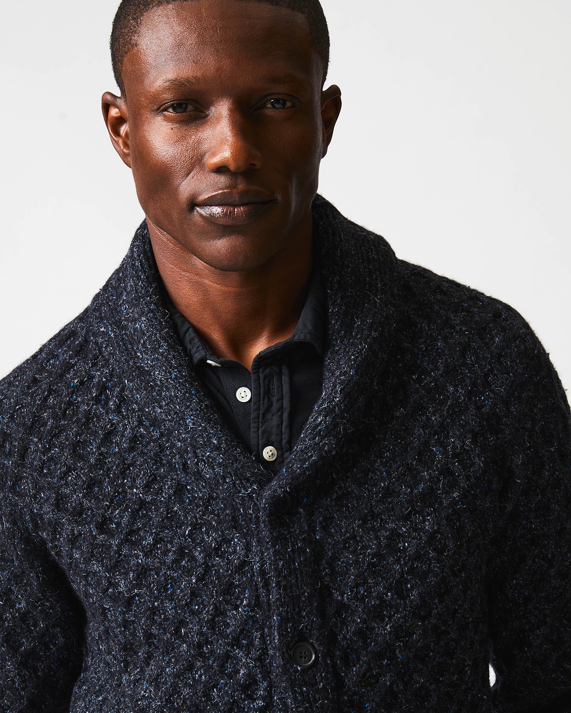 HONEYCOMB CARDIGAN IN CHARCOAL Billy Reid