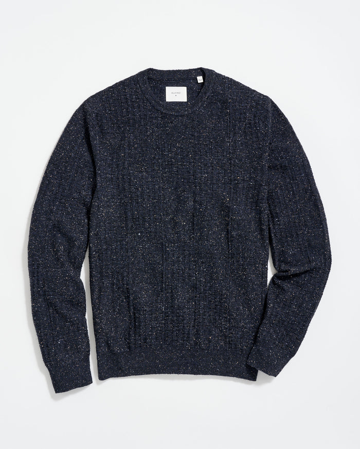 Weave Sweater Crew in Navy Marled