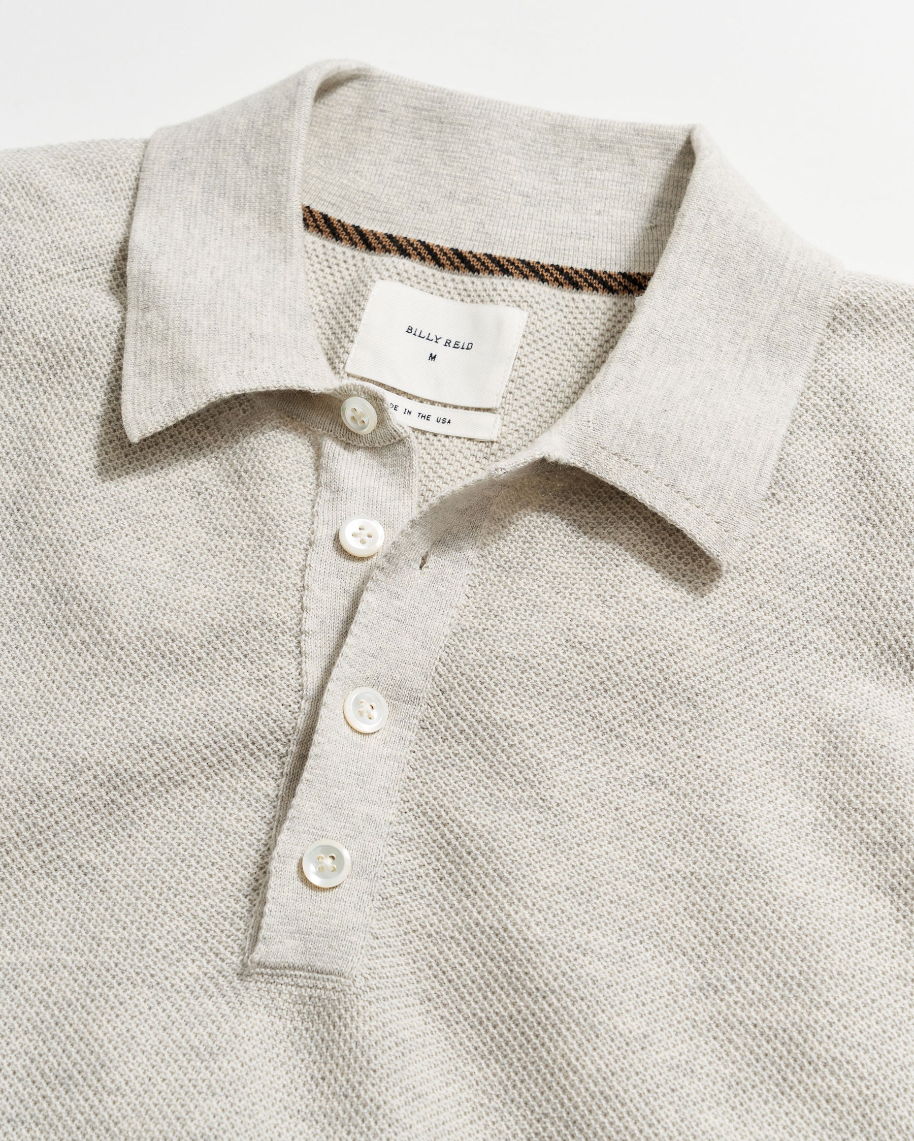 AMERICAN PIQUE SWEATER POLO IN HEATHERED GREY Billy