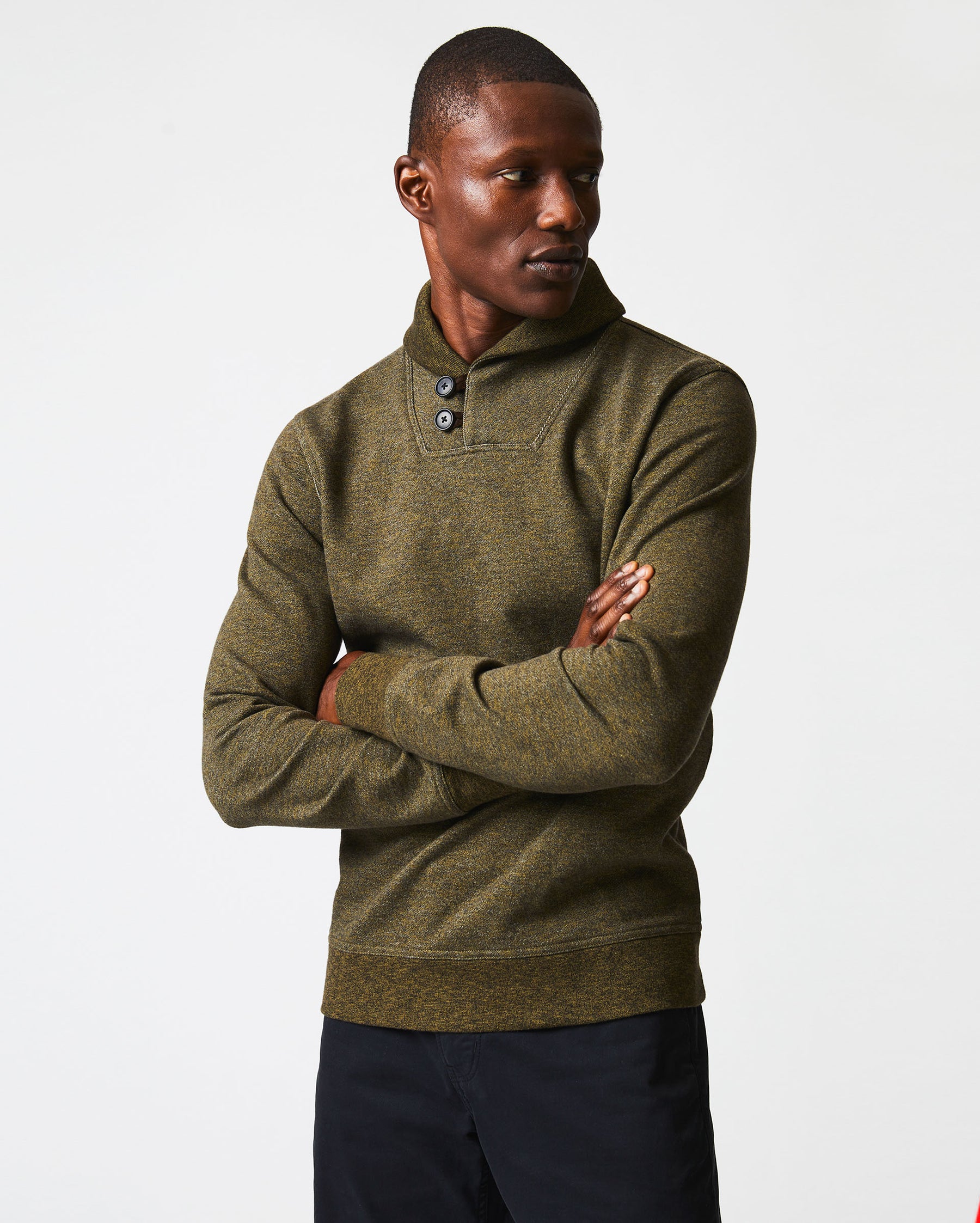 MOULINE SHAWL PULLOVER IN OLIVE Billy Reid