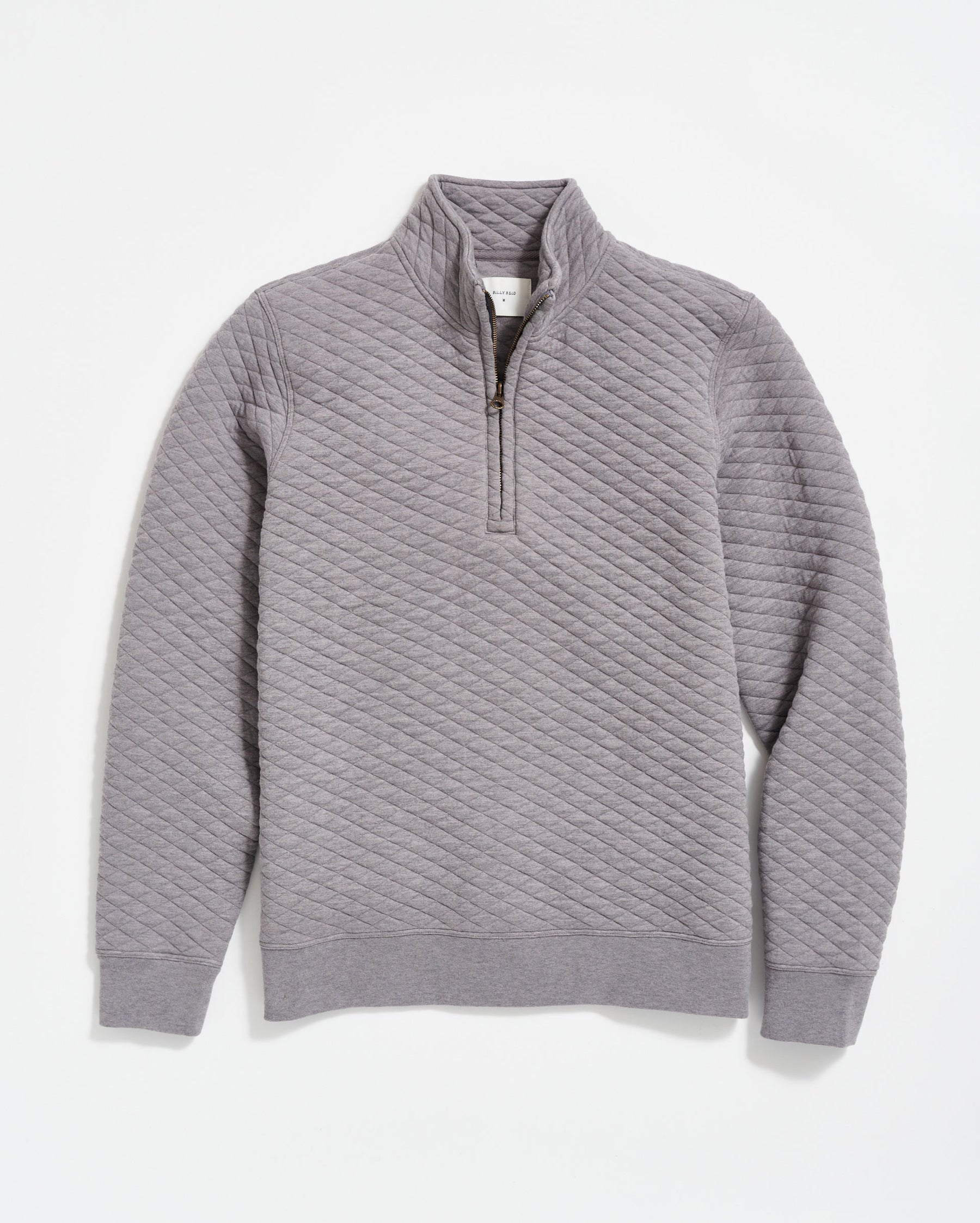 DIAMOND QUILT HALF ZIP IN MEDIUM GREY Billy Reid