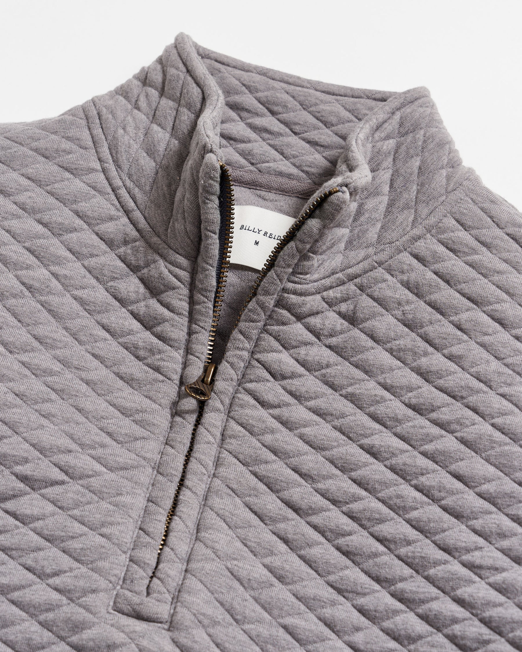 DIAMOND QUILT HALF ZIP IN MEDIUM GREY Billy Reid