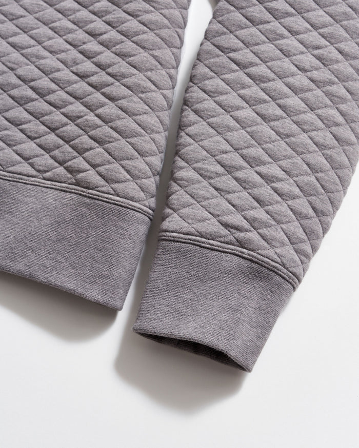 Diamond Quilt Half Zip in Medium Grey