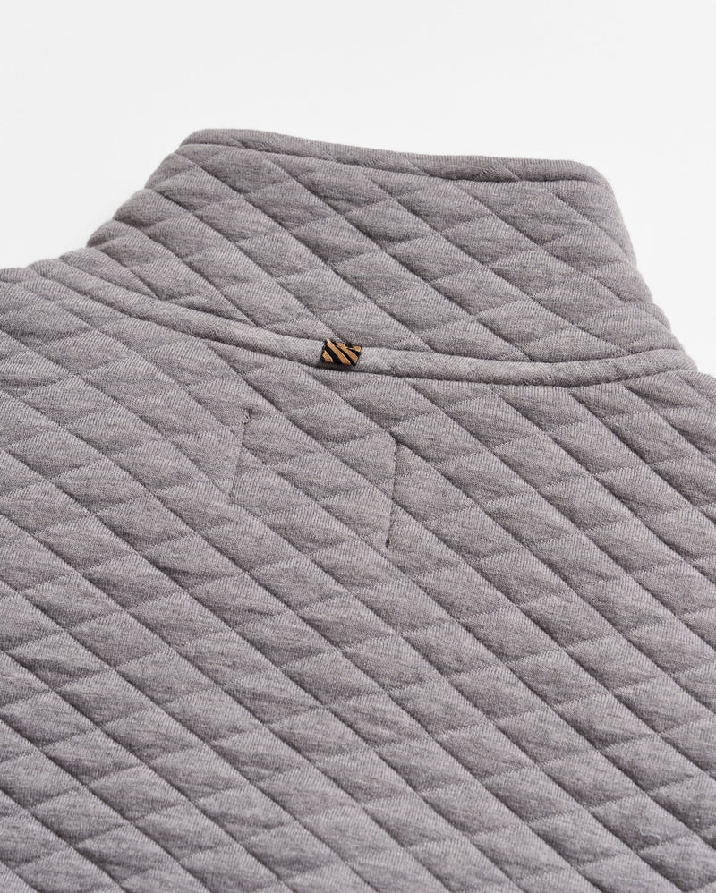 Diamond Quilt Half Zip in Medium Grey