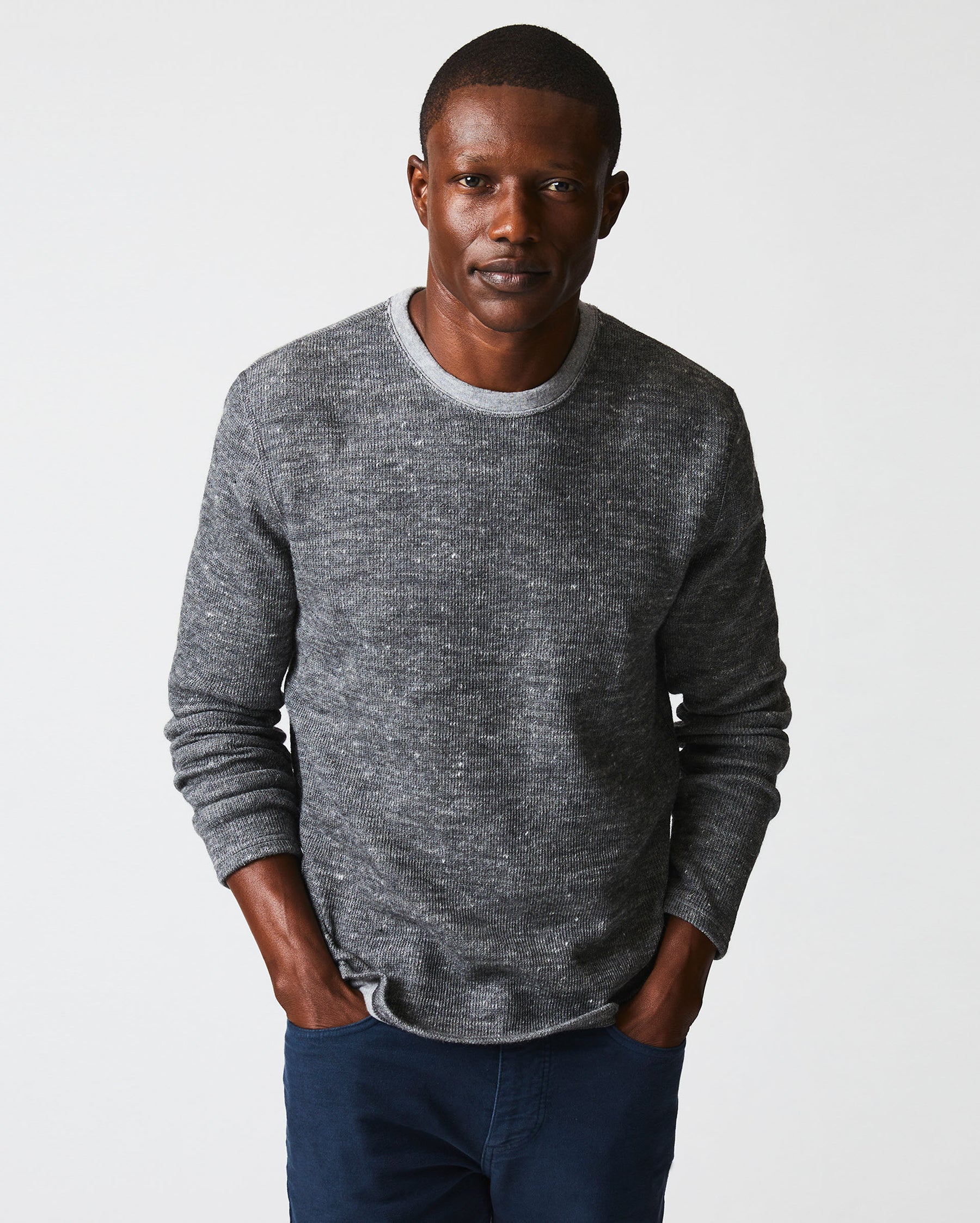 L/S RIB TEE IN HEATHER GREY – Billy Reid