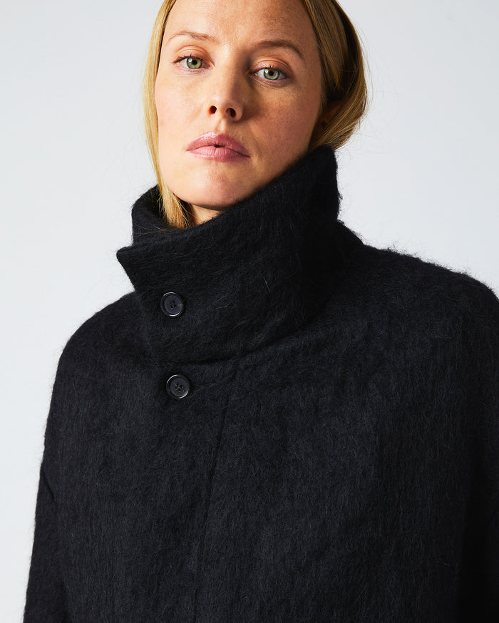 Funnel Neck Coat in Black