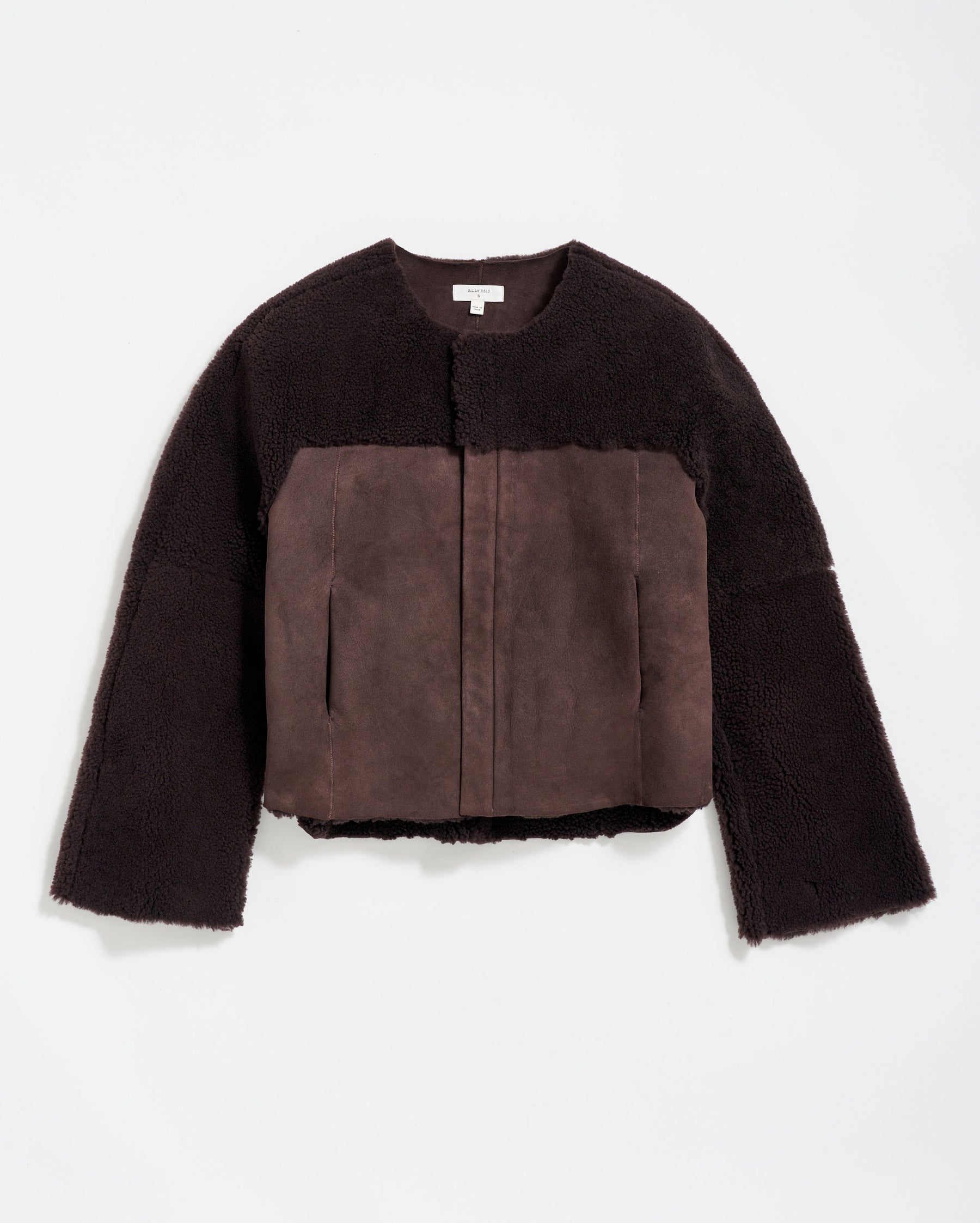 SHORT SHEARLING JACKET IN COFFEE BEAN Billy Reid