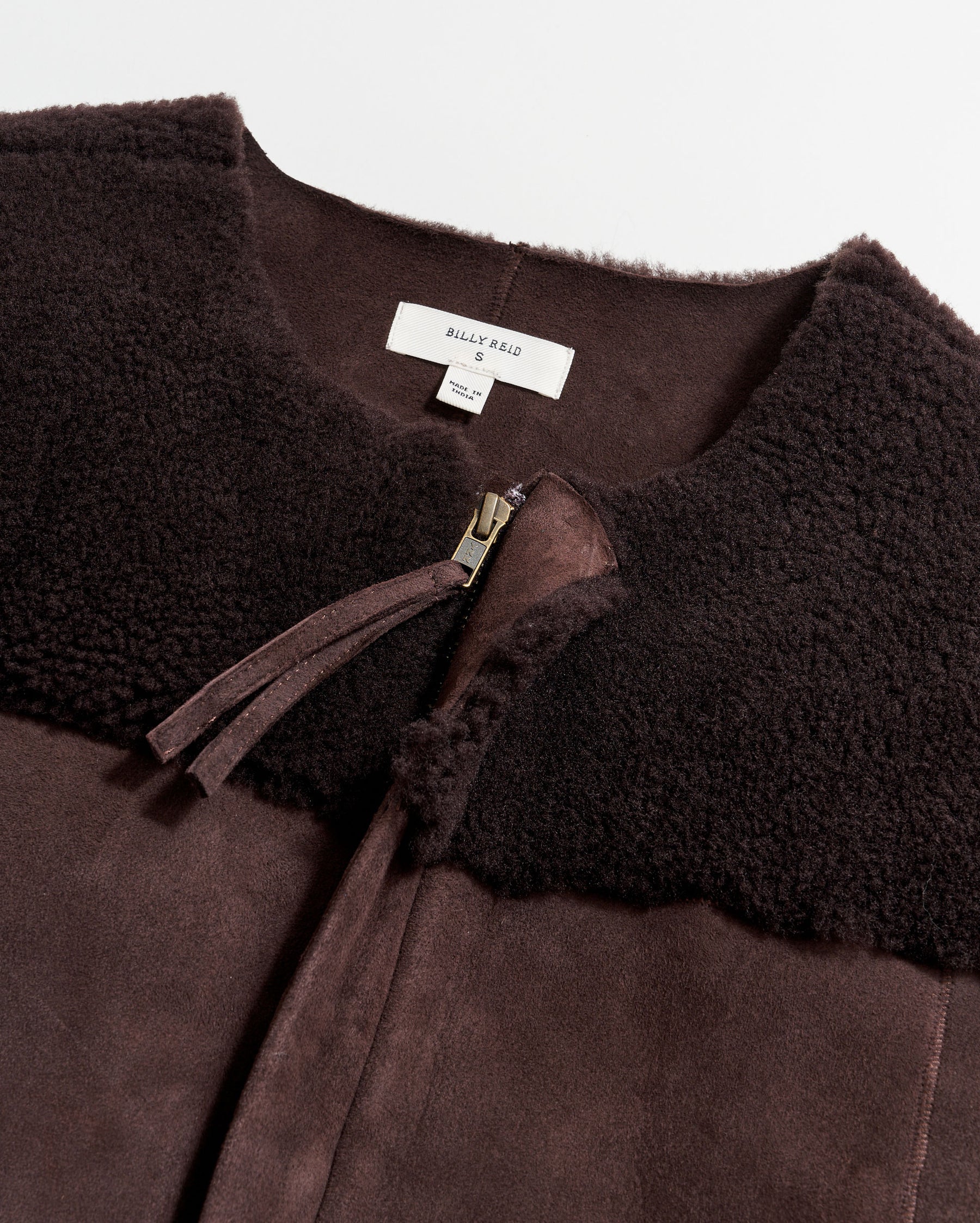 SHORT SHEARLING JACKET IN COFFEE BEAN Billy Reid