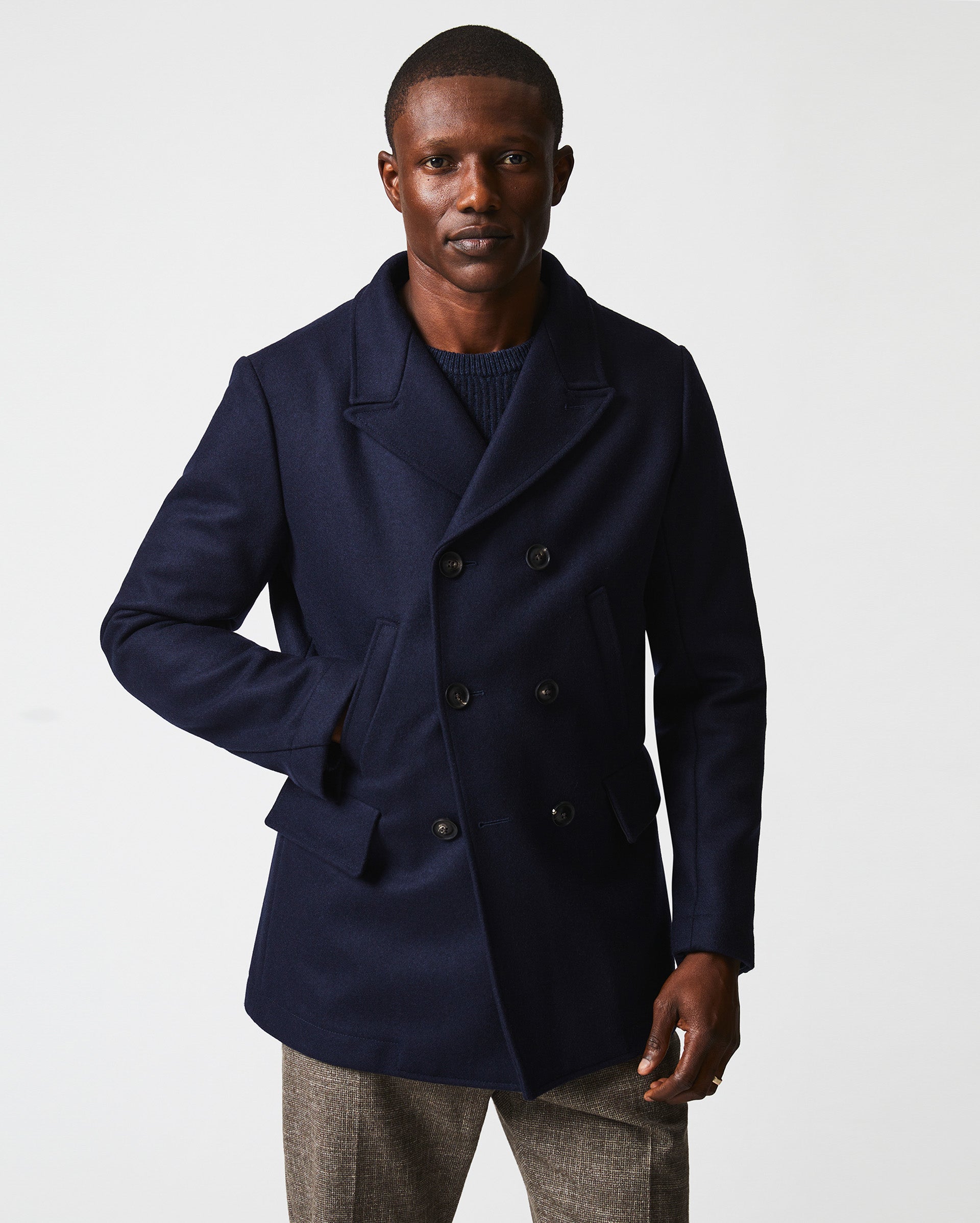 Short Wool Jacket with Chest Pockets