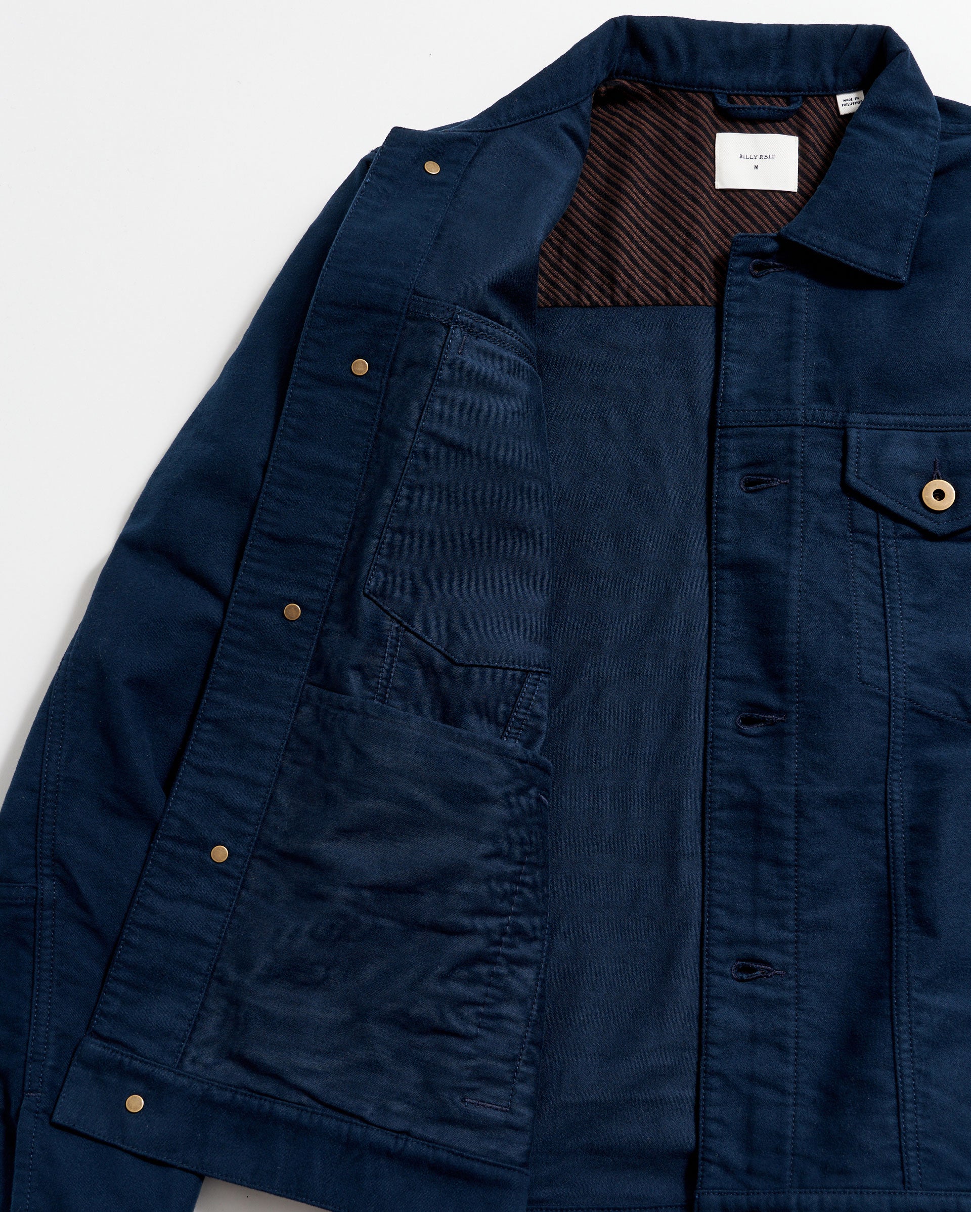 MOLESKIN TUPELO TRUCKER JACKET IN CARBON BLUE Billy Reid