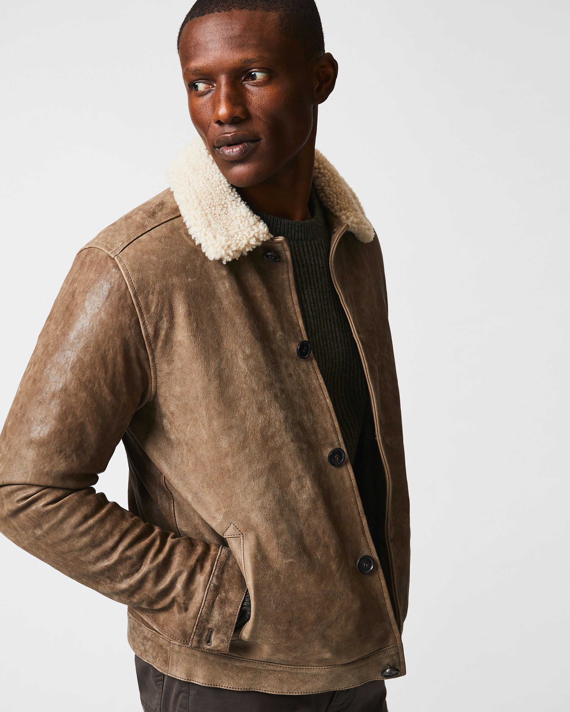 BISHOP LEATHER JACKET IN TAUPE – Billy Reid