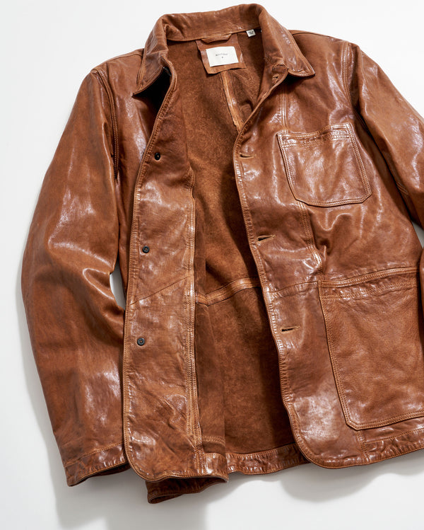 LEATHER CHORE COAT IN COGNAC – Billy Reid